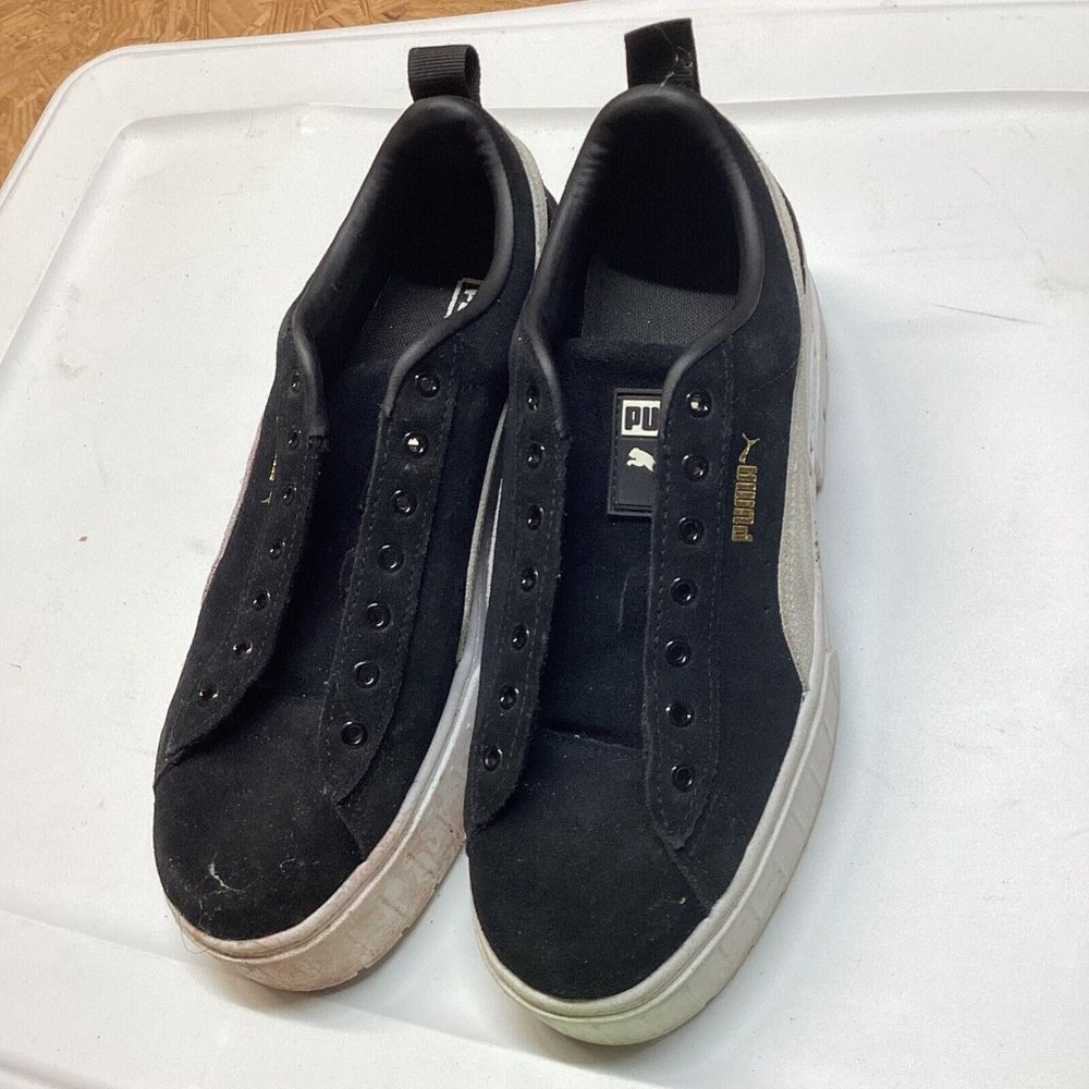 Women's PUMA 'Suede' Sz 10 US Shoes Black White Low Platform  Without Laces